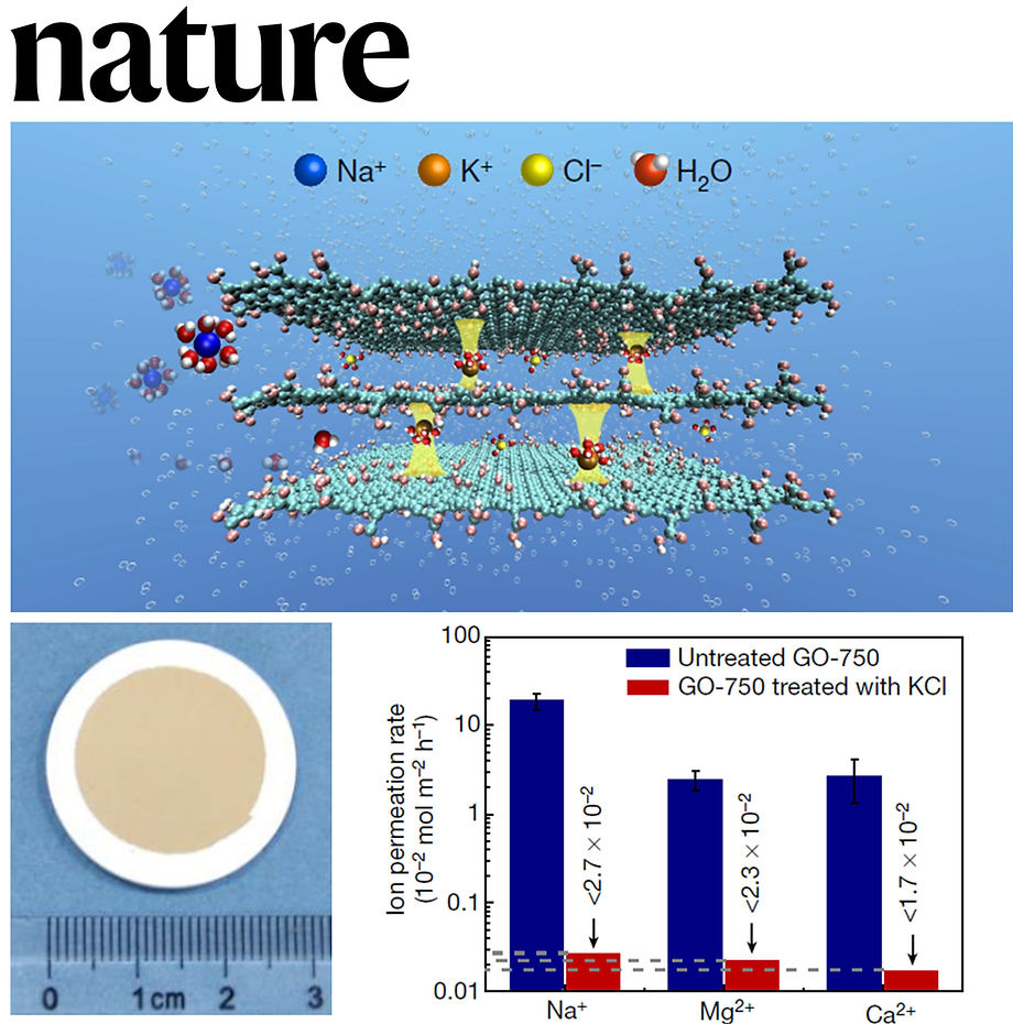 Nature feature image for ion sieving in graphene oxide membranes